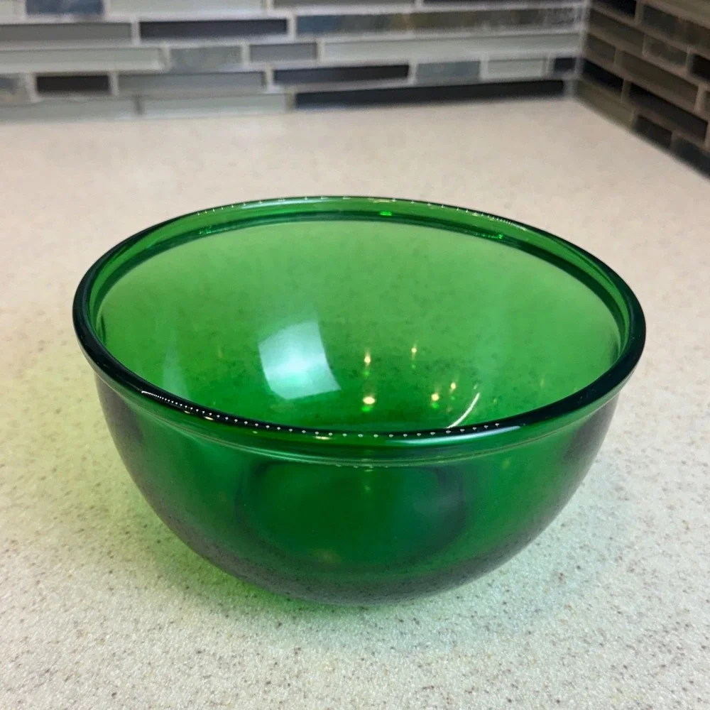 VTG Anchor Hocking Forest Green Glass Mixing Bowl Vintage Mid Century 6